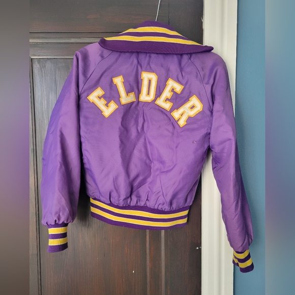 VTG 80s Holloway Champion Baseball Snap Front Quilt Lined Bomber Jacket with Eld - Picture 2 of 5